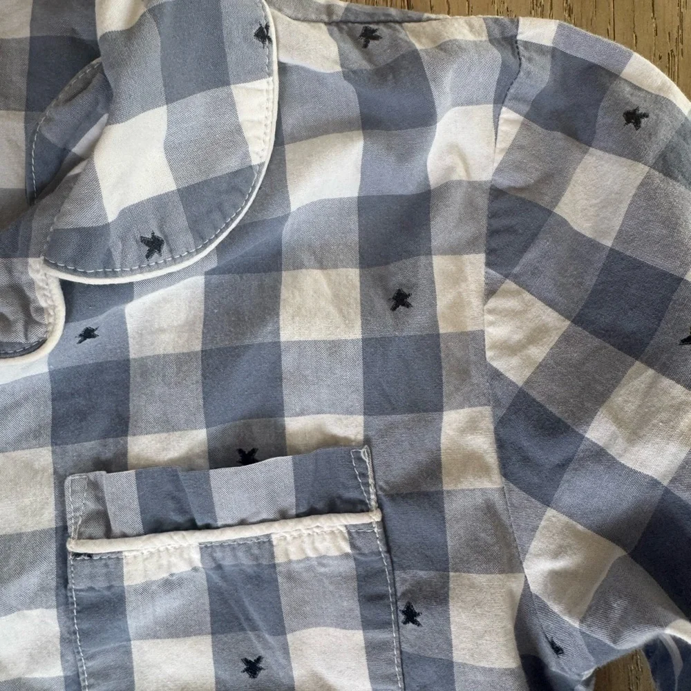 The Little White Company Kids Gingham Pajama Set Size 4-5 years blue white